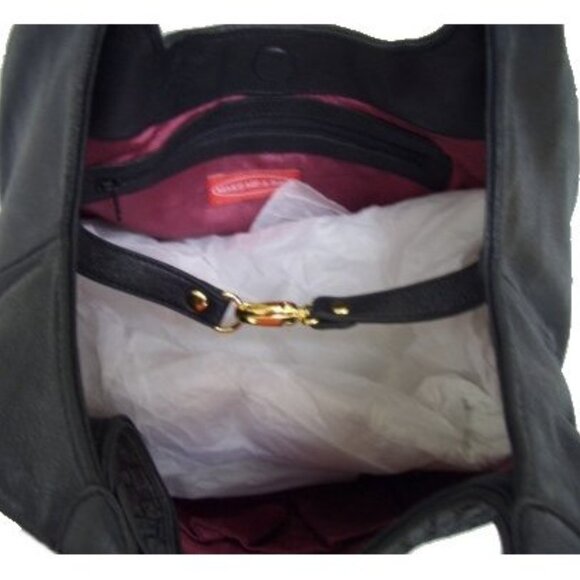 Leather Black Basketweave Hobo Handbag - NEW - Picture 6 of 10